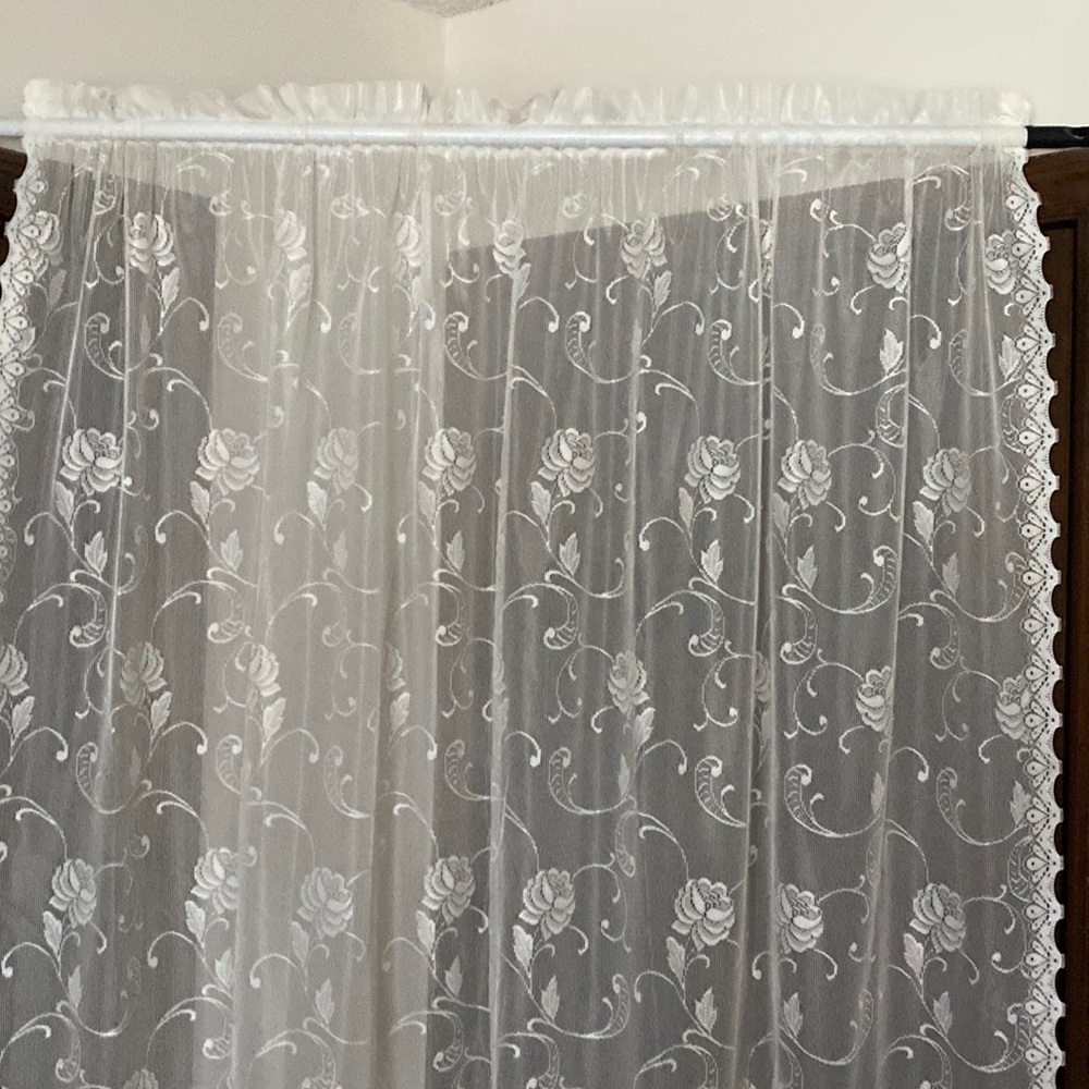 Panel lace cream sheer curtain